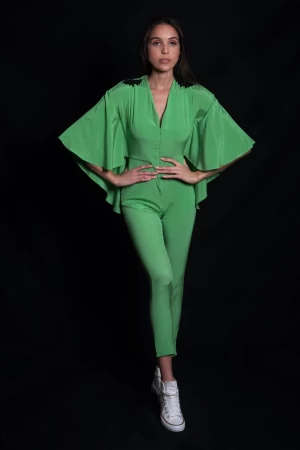 Absinthe Green Jumpsuit With Embroidery