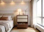 Classic 3-Drawer Bedside Cabinet, Multilayer Board, Silent Slide, Lockable & Custom Color. Size: 50×30×70cm.