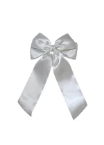 Pure Elegance in Every Bow – White Satin Statement Barrette