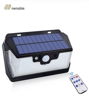 Nenoble Manufacture remote control modern 3 optional modes 55 led 8w 800lm wall mounted outdoor solar induction wall lights