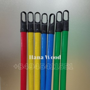 Wooden broom stick colorful pvc coated long cap