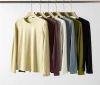 A4 waist~vertical textured curved hem round neck long-sleeved top in autumn and winter