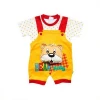 100 % Cotton Cute Baby Clothes Romper Sets With Short Sleeve For Baby Boys 3 to 6 mont with detail on Bear Doll Design 1598
