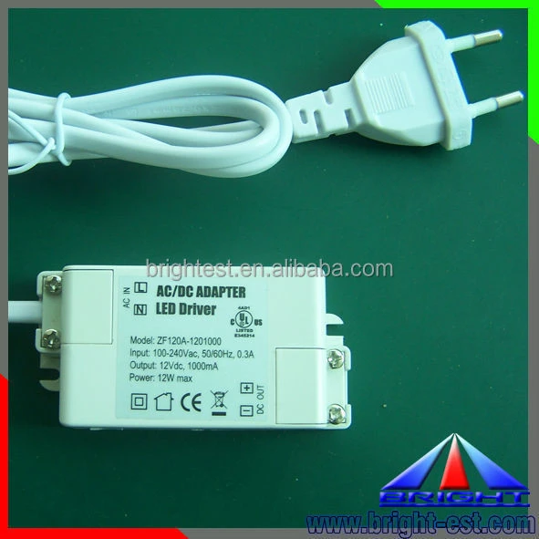 1000mA Mini DC12V LED Power Supply, waterproof IP67 LED Adapter, led strip light driver
