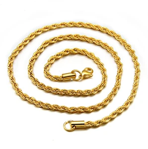 10k Yellow Gold Plated Diamond Cut Rope Chain 16-30 Inch 2.50mm,Cheap Chain Necklace Jewelry