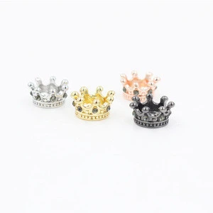 10pcs/set Cubic Zirconia Crown Beads for DIY Bracelet Necklace Jewelry Making