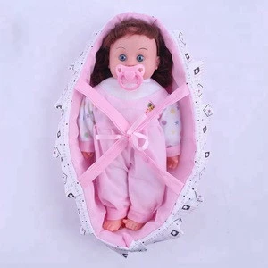 12 inch Vinyl Soft Silicone New Born Baby Doll With Cloth Basket
