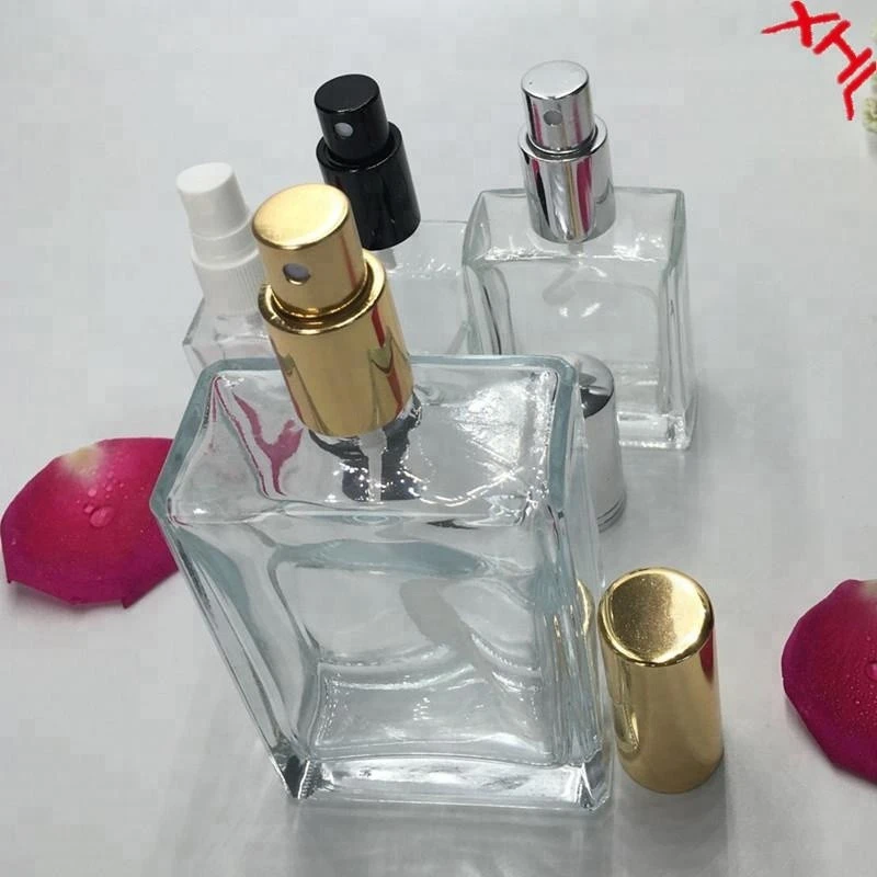 1/2oz 15ml 100ml zippo e liquid bottle empty rectangular 50ml 30ml glass spray perfume bottle with aluminum pump sprayer