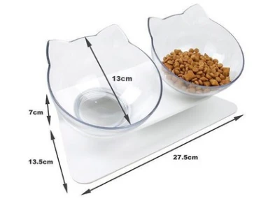 15 Degree Bevel Non-slip Pets Feeder Double Water Bowl Neck Protection Cat Bowl