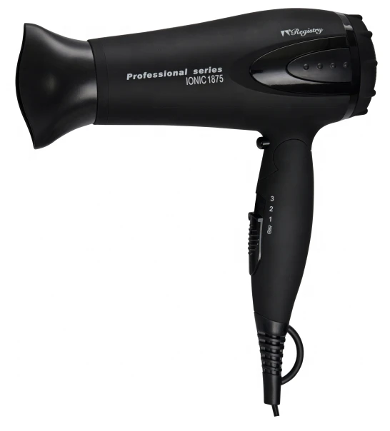 1875 Watt Ionic Fast Drying Lightweight Hair Dryer Includes Diffuser and Concentrator Black Hair Dryer