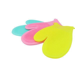 2 in 1 Heat Resistant Silicone Rubber Gloves for Cleaning, Household, Dish Washing, Washing The Car, Pet Hair Care Green
