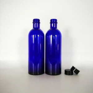 200ml blue  long neck screw cap glass bottle rose hydrochloric water bottle