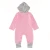 Import 2017 Wholesale baby clothes 0-18m pink floral pocket striped hooded jumpsuit for little girls from China