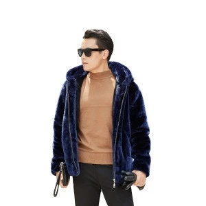 2018 Fashion Wholesale Real Black Saga Mink Fur Coats Jackets For Men