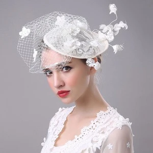 2018 Flower Hair accessories Bridal lace pearl wedding hat Head wears