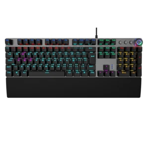 2018 gaming mechanical  keyboard with colorful lighting system and knob to control light independently