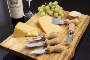2018 hot sale 5 pc cheese knife set with wood handle