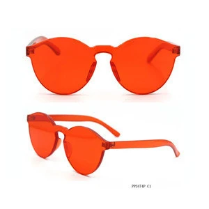 2019 Factory OEM design vintage glasses round rimless sun glasses bright candy color frameless ladies sunglasses