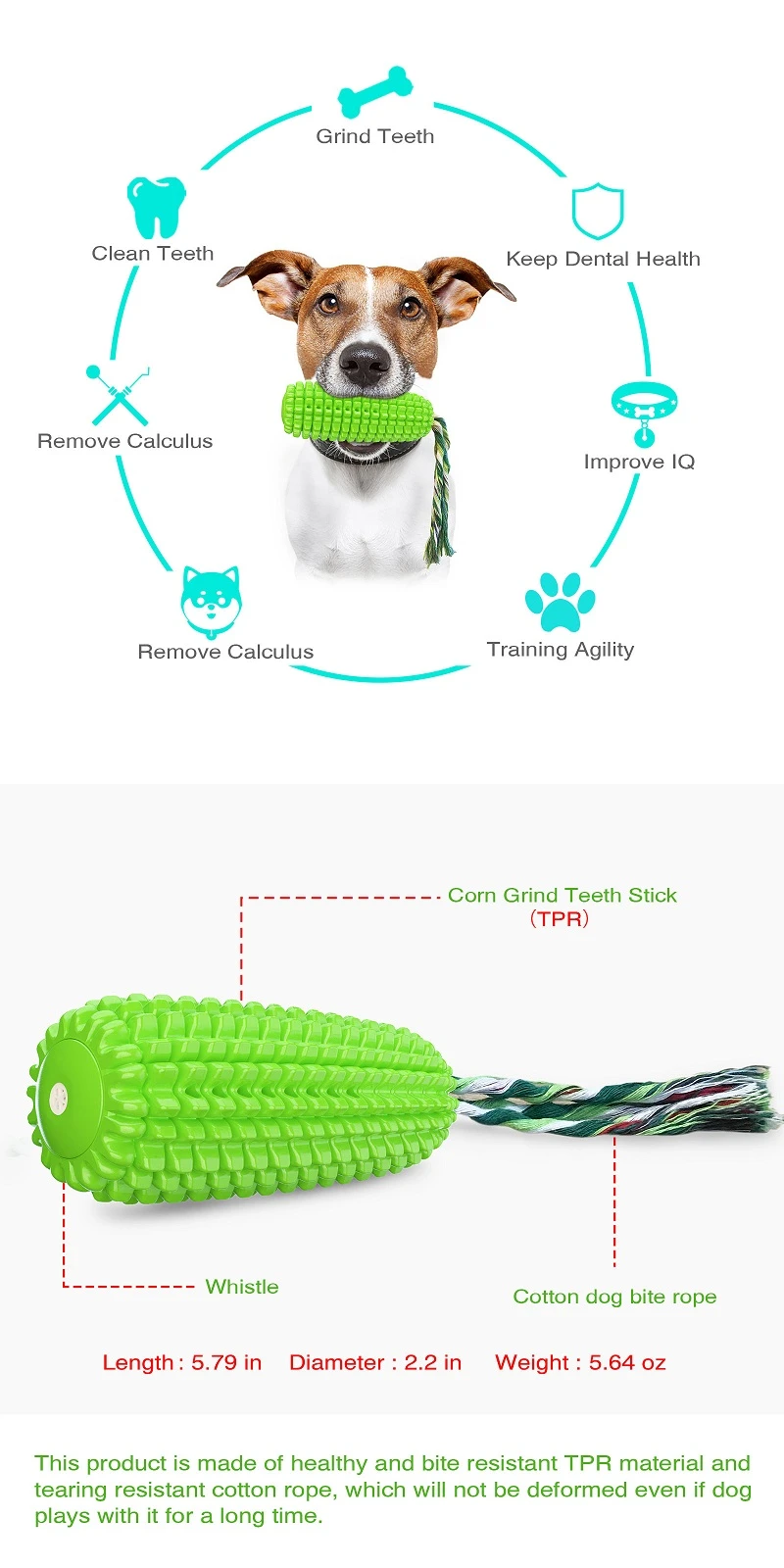 2020 Amazon Puppy Teething Cleaning Dental Rope Corn Chew Dog Toothbrush Toy