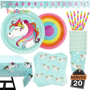 2020 New Kids Unicorn Happy Birthday Unicorn Party Sets Event Party Supplies Set