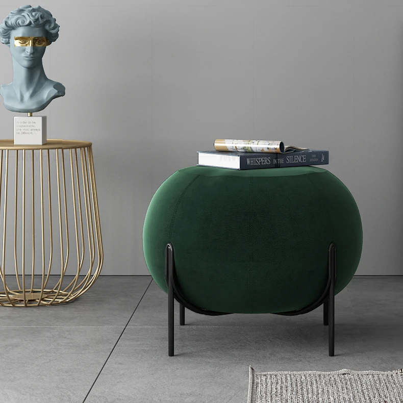 2020 new living room furniture Nordic velvet ottoman foot stool round ottoman stool