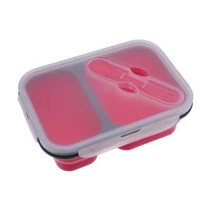 2020 Safety Harmless Kids Folding Silicone Bento Lunch Box