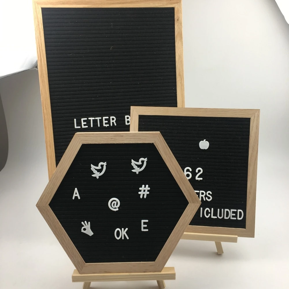 2021 Custom Changeable Felt Letter Board 10x10 Inch & Oak Wooden Frame Letterboard Set