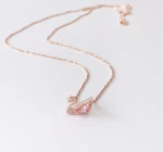 2021 mother day gift fashion minimalist necklace charms choker chain swan crystal pendant necklace 925 silver jewelry necklace