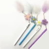 2021New Creative cute gel pen with Plastic pearl knitted flowers and small feathers 0.5mm