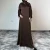 Import 2025 New trend plain metallic shiny stain Loose size muslim women Eid evening party Four season drswstring sleeve abaya from China