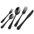 Import 20PCS Black Gold Plating Cutlery Set Stainless Steel Flatware Set from China