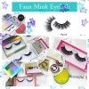 25mm Silk faux mink eyelashes Wholesale Top Quality Thick Faux Mink Lashes with Private Label Packaging Box 3D 5D 25mm Silk faux