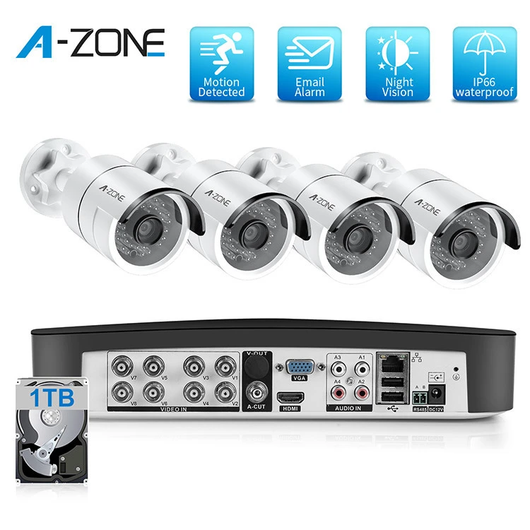 2MP AHD Remote Cameras Kit IR Module HD Video Auto Fog 8ch 1080P DVR Security Camera CCTV System For Bullet Mold