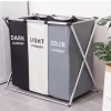 3 Compartment Laundry Hamper Basket with leg  Aluminum Frame collapsible laundry basket Dirty Clothes Bag