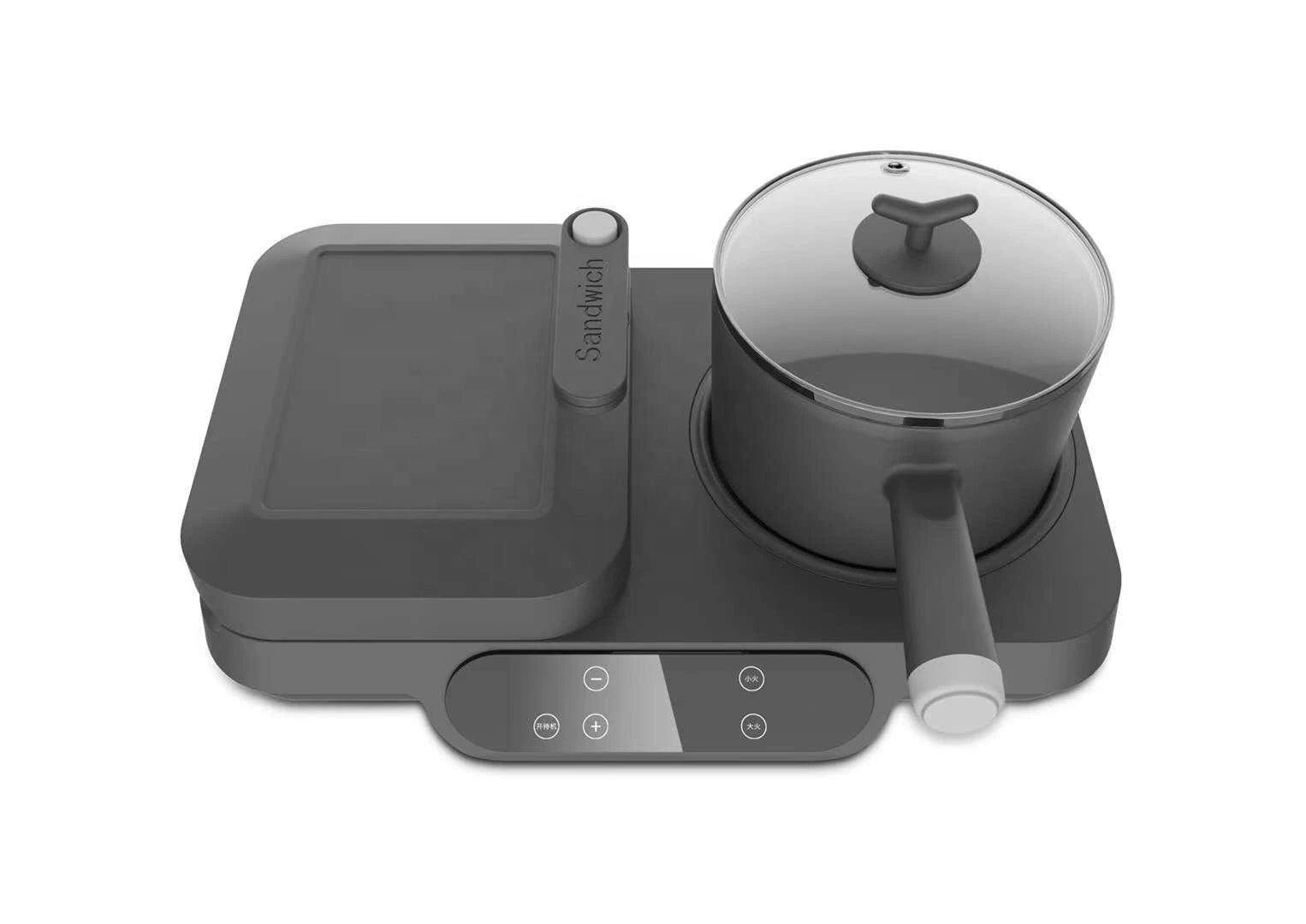 3 in 1 breakfast maker  digital temperature and timer detachable sandwich maker and pot and pan