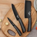 3 piece wholesales high quality black coating PP handle Stainless Steel knife set