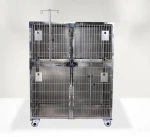 304 steel large PET cages for vet clinic animal hospital veterinary foster combination cages 2 layer stainless steel animal cage