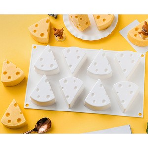 3D High Quality Cute 8 Hole Cheese Shaped Pastry Mold Silicone Cake Mold kitchen Dessert Baking Mould