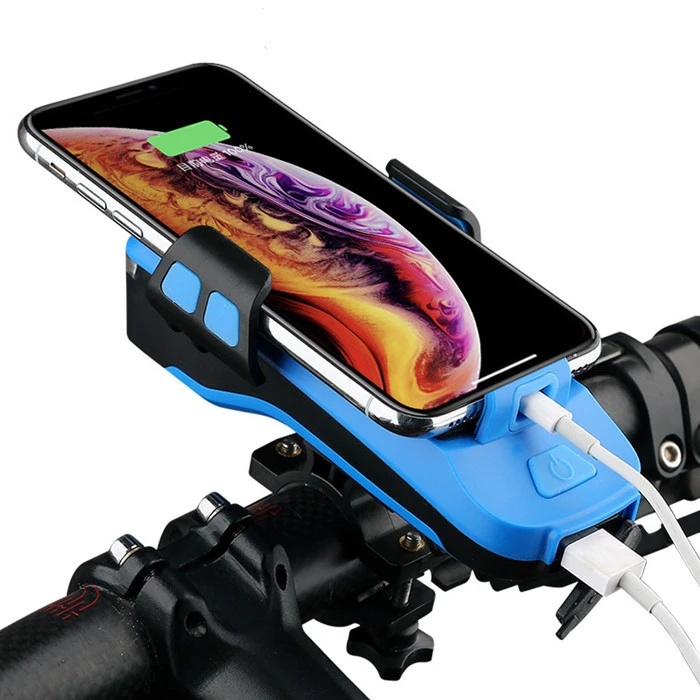 4 in 1 Bike Front Light Phone Holder with Bike Bell Headlight 2400/4000 mAh Power Bank Bicycle Lamp Flashlight for MTB Bike