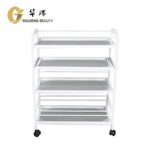 4 Layers Beauty Equipment Salon Trolley Collecting Spa Cart Trolley With White Frame