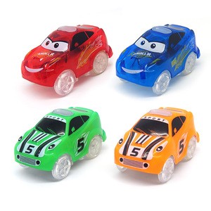 4 PACK Light Up Toy Race Track Cars Compatible with Tracks Toys