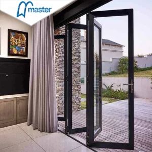 5 Year Warranty Direct Sale Exterior Patio Black Folding Aluminum Frame Glass Bifold Door With Best Value