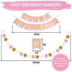 55 Pcs Pink And Gold 1St Birthday Party Decoration Set Supplies