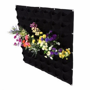 56Pockets Vertical Wall Mount Garden Plant Grow Container Bags Living Felt Wall Hanging Planter, Eco-friendly Green Field