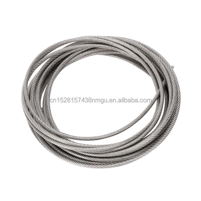 5m 2/3/4/5/6mm 8mm diameter steel PVC coated flexible wire rope cable transparent 304 stainless steel clothesline 7 * 7