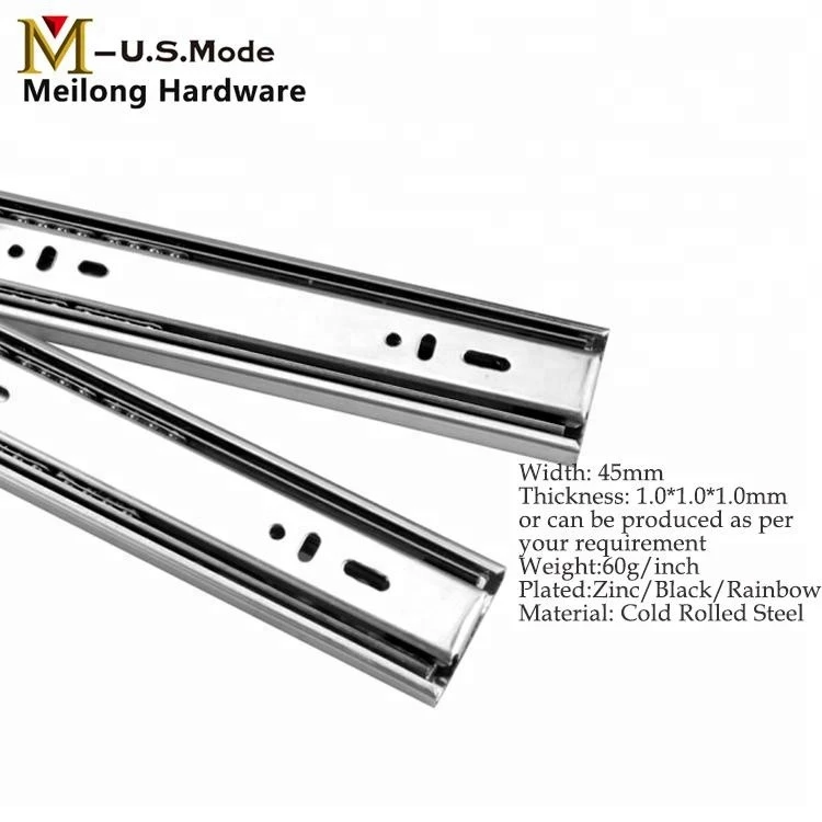 60G High Quality Kitchen Cabinet Three Sections Heavy Duty Drawer Slide Channel/Vertical Sliding Rail/Correderas Telescopicas