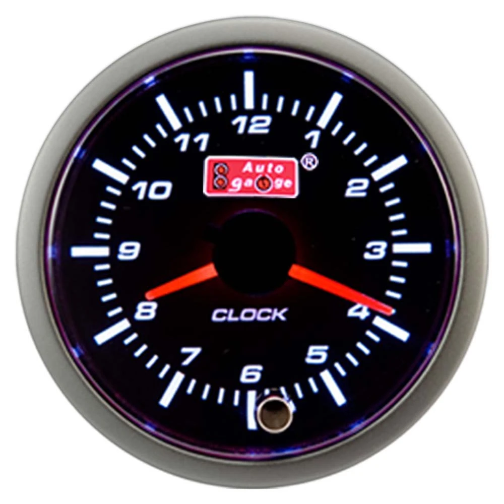60mm Black Face With White Amber Red LED Analog Car Clock Gauge For Car