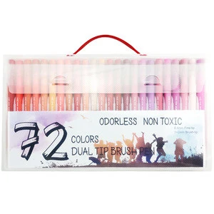 72 Colors Set Sketch Marker Water Color Based Ink Brush and Fine Tips Calligraphy DIY Paint Marker