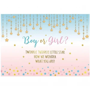 7X5ft Pink and Blue Gender Reveal Party Backdrop Boy Or Girl Twinkle Twinkle Little Star Photography Background