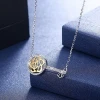 925 Sterling Silver Key Diamond Necklace Crystal Jewelry for Women